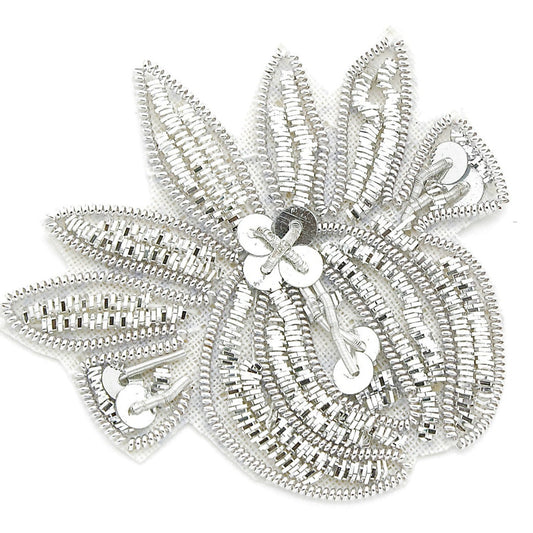 SILVER SEMI FLOWER SEQUIN MOTIF - sarahi.NYC