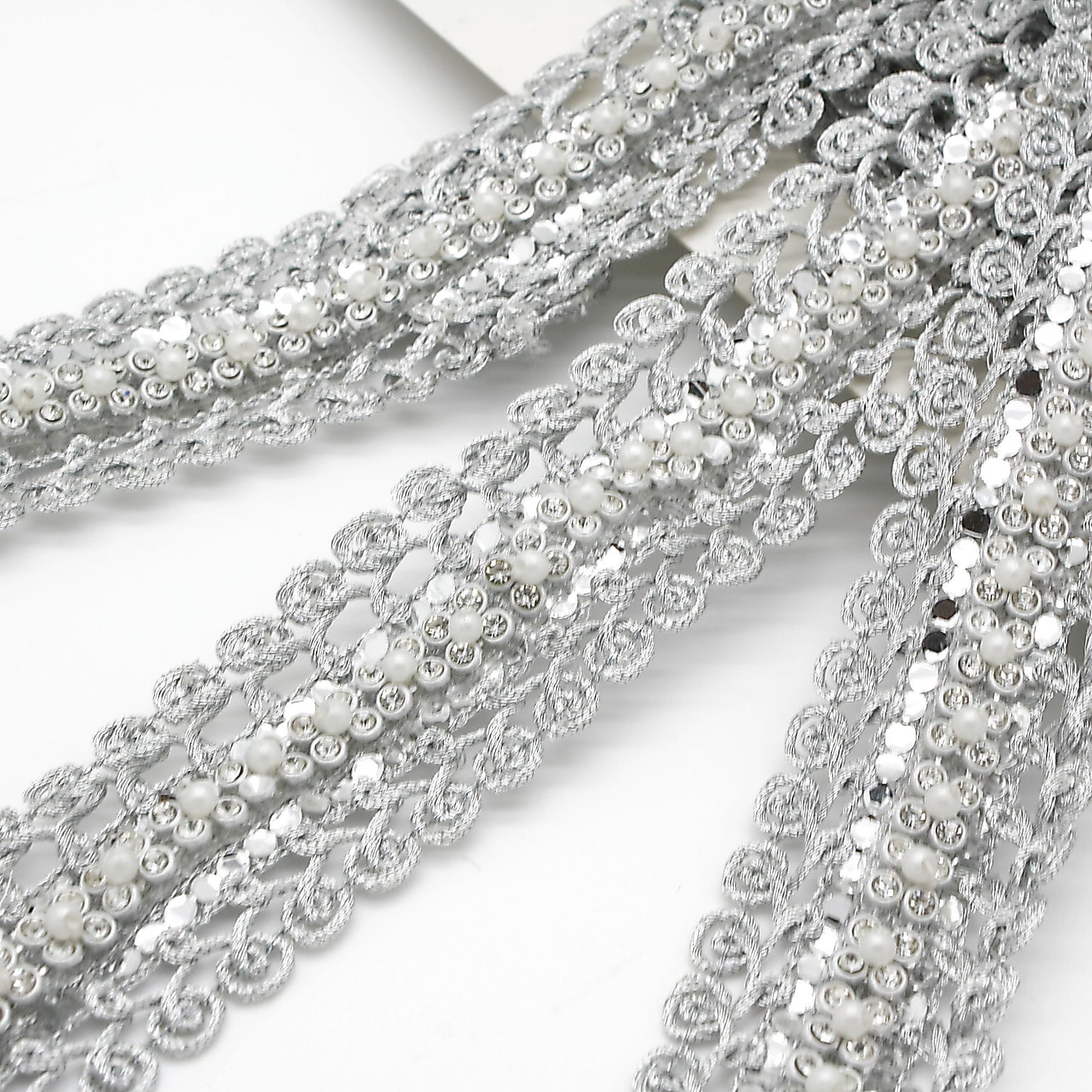 SILVER CRYSTAL DIAMONTE LACE TRIM - sarahi.NYC