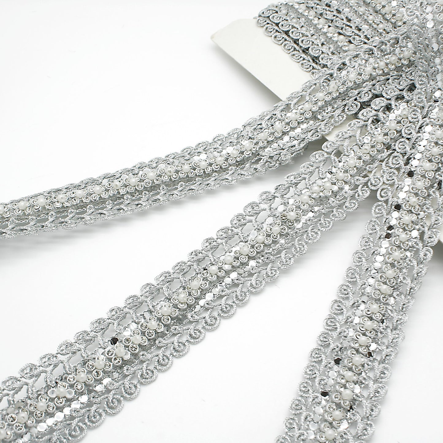 SILVER CRYSTAL DIAMONTE LACE TRIM - sarahi.NYC