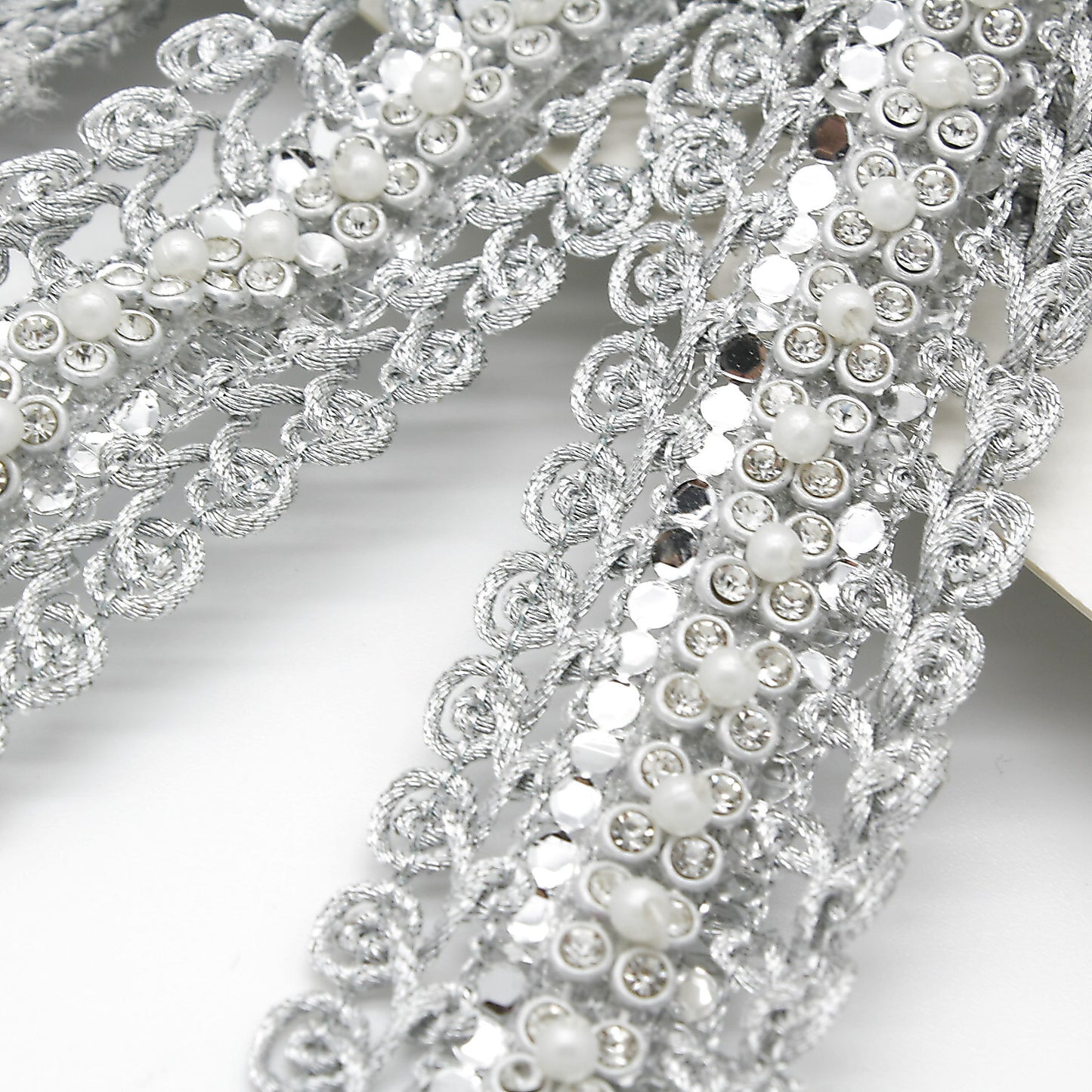 SILVER CRYSTAL DIAMONTE LACE TRIM - sarahi.NYC