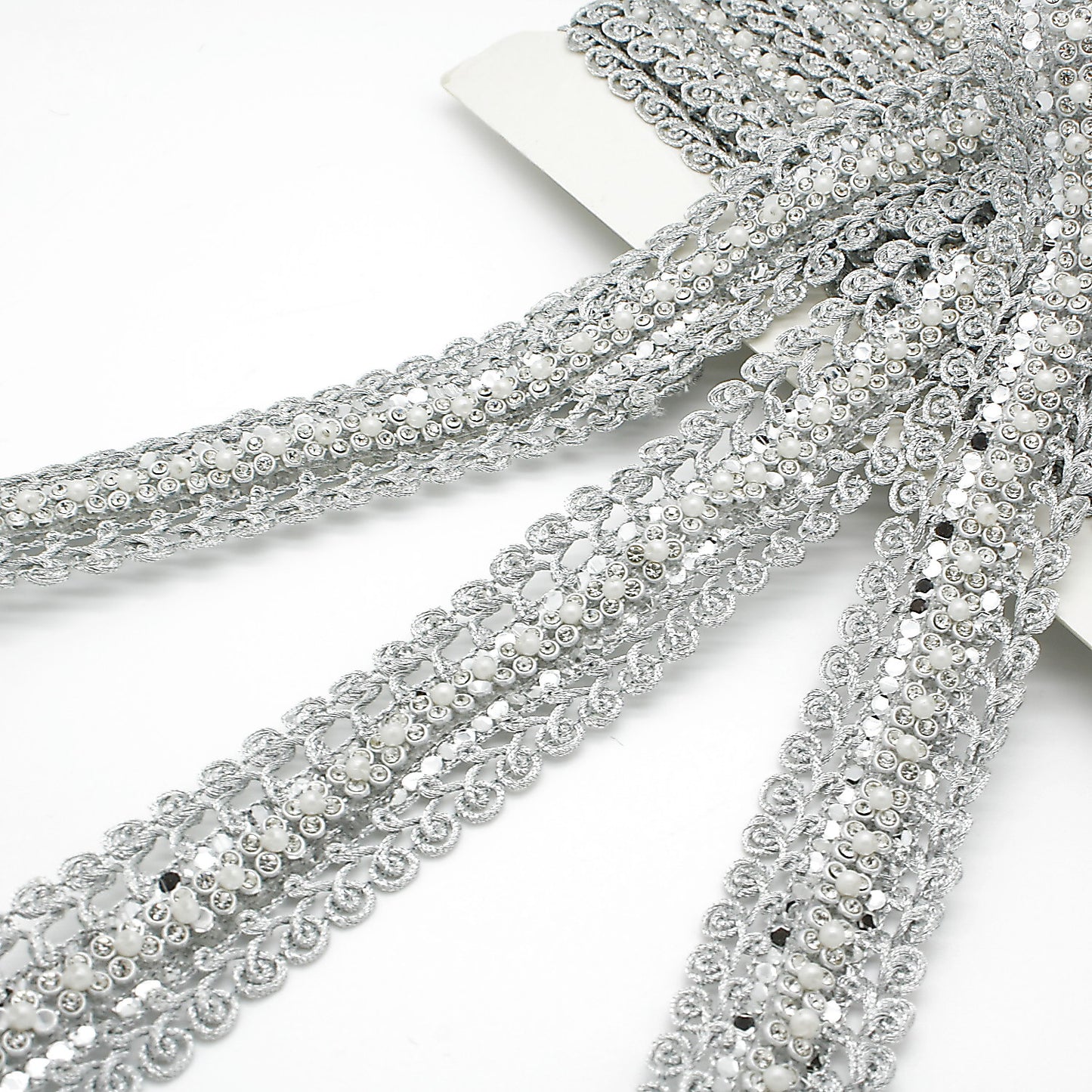 SILVER CRYSTAL DIAMONTE LACE TRIM - sarahi.NYC