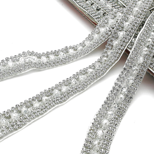 SILVER WHITE  CRYSTAL BEADED  TRIM - sarahi.NYC