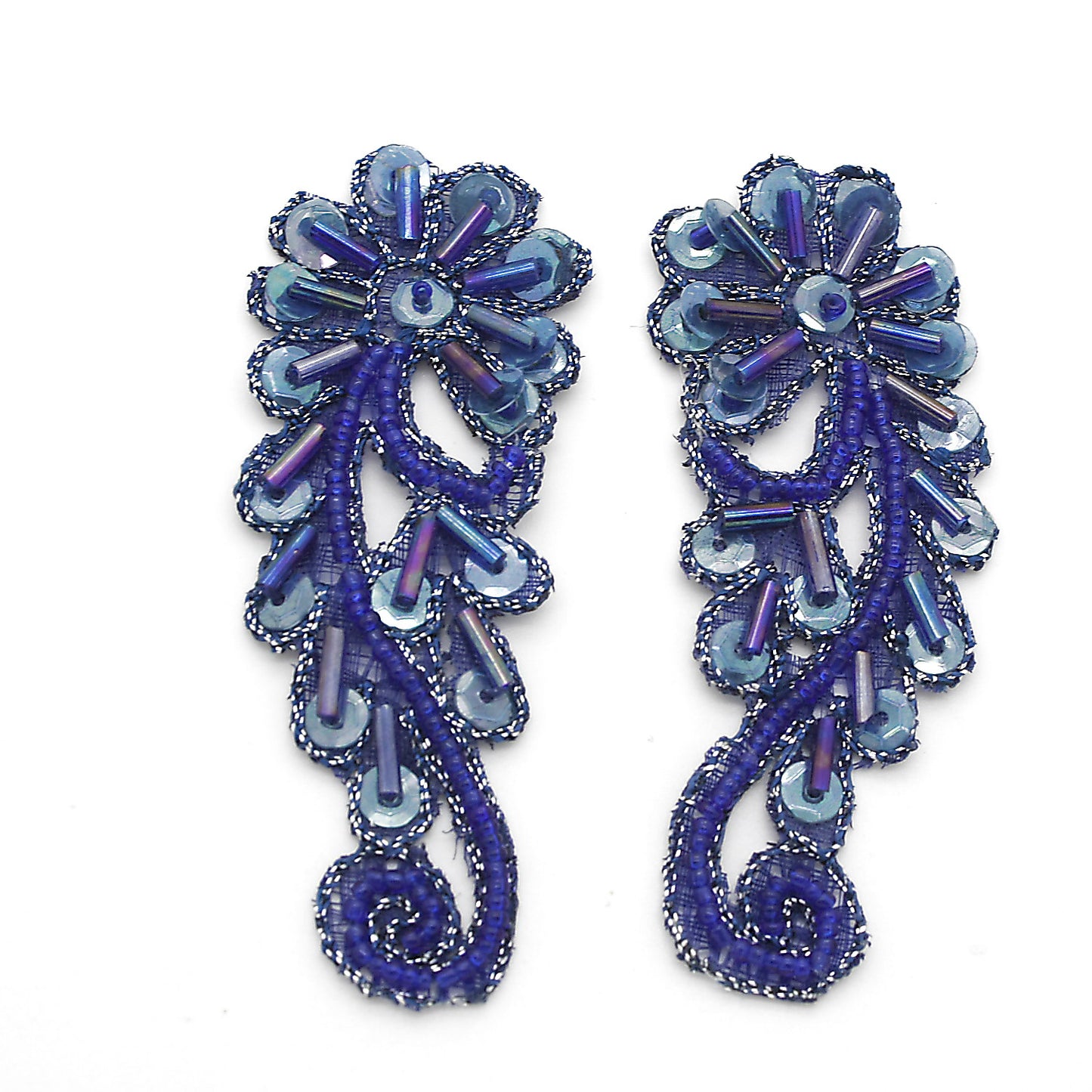 BLUE BEADED APPLIQUE PAIR - sarahi.NYC