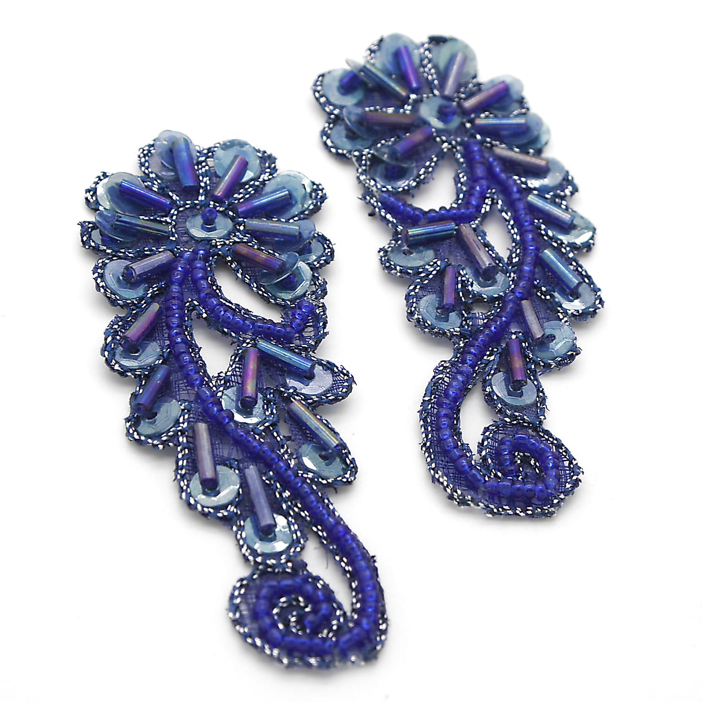 BLUE BEADED APPLIQUE PAIR - sarahi.NYC