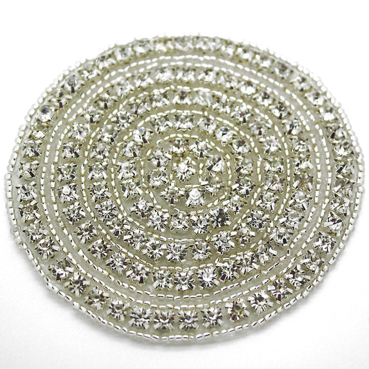 SILVER CIRCLE FAUX CRYSTAL APPLIQUE - sarahi.NYC