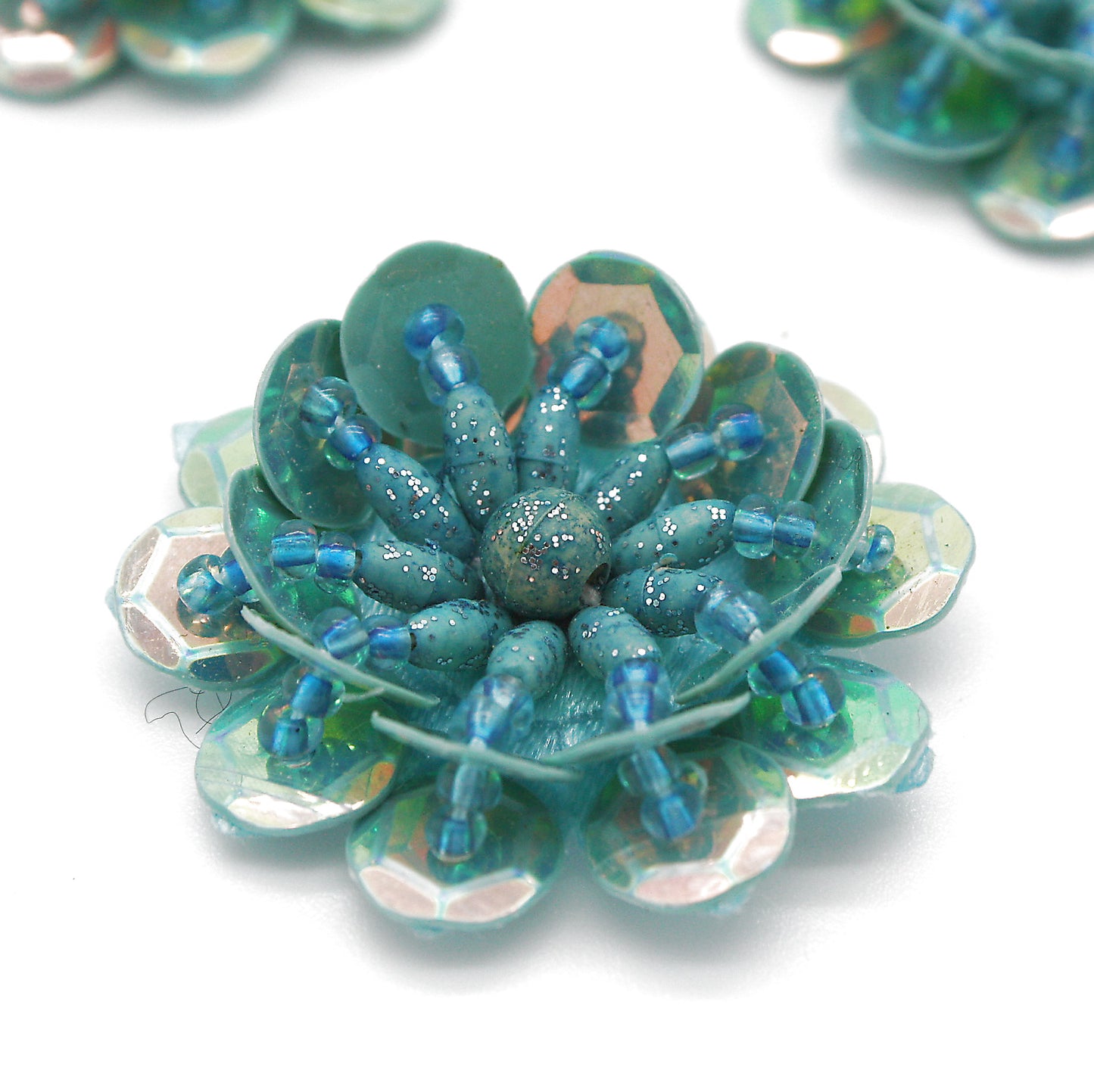 TURQUOISE GREEN SEQUIN FLOWER MOTIFS - Pack of 5 - sarahi.NYC – Sarahi.NYC