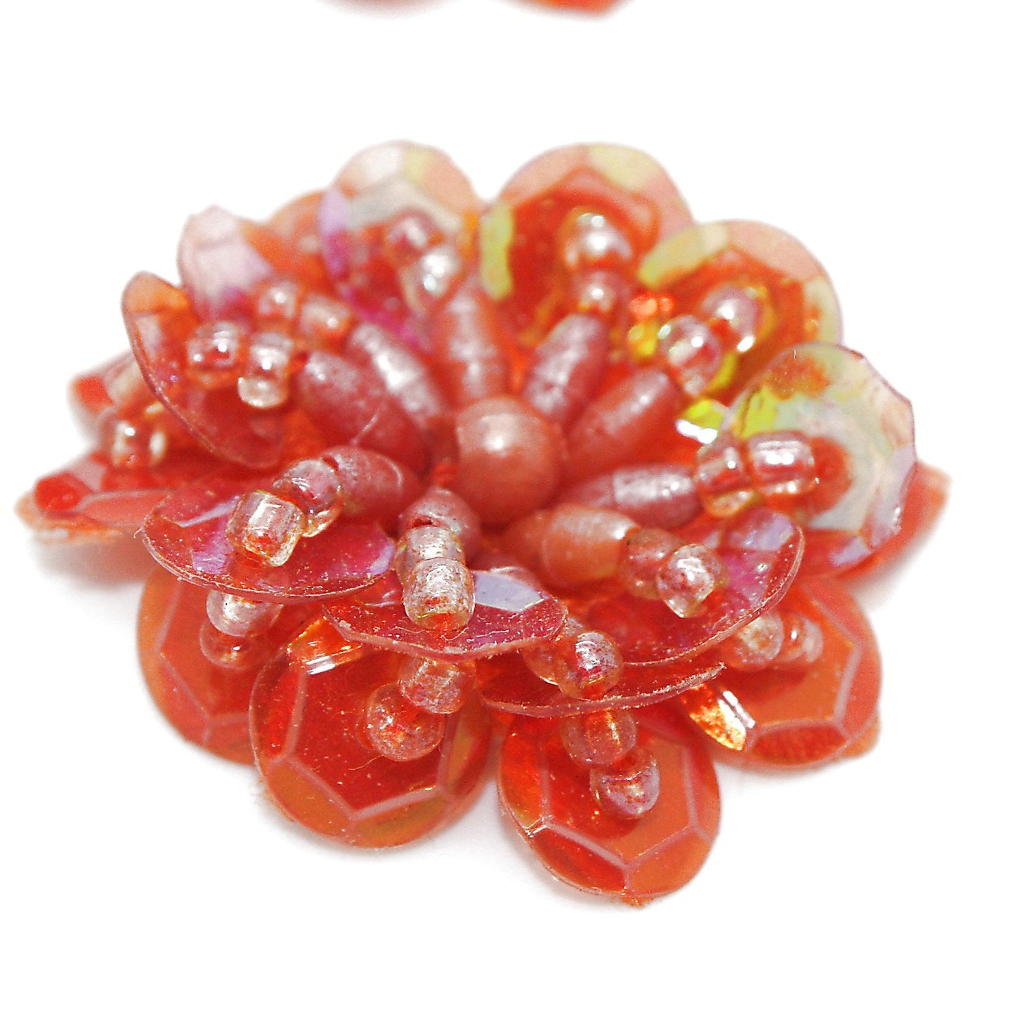 ORANGE SEQUIN FLOWER  MOTIFS - Pack of 5 - sarahi.NYC