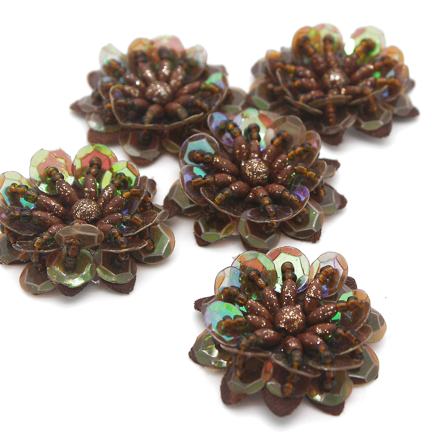 BROWN SEQUIN FLOWER PACK 5- sarahi.NYC