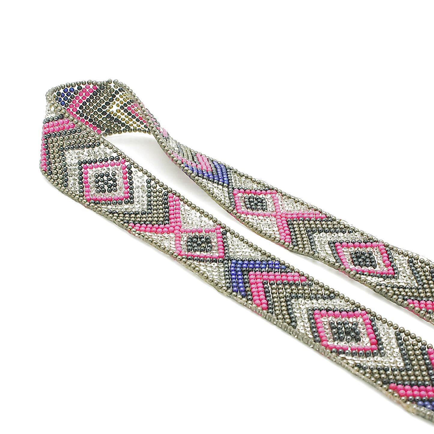 PINK BLUE TRIBAL STONE HOTFIX STRIP TRIM- sarahi.NYC