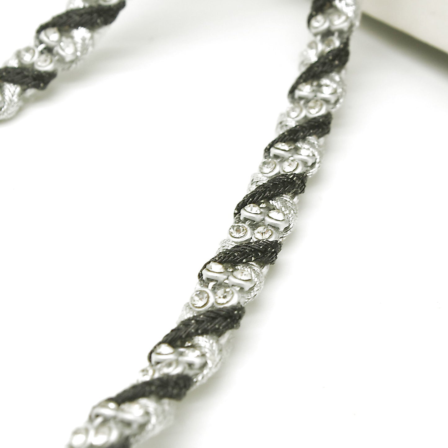 SILVER BLACK  CRYSTAL STONE TRIM - sarahi.NYC