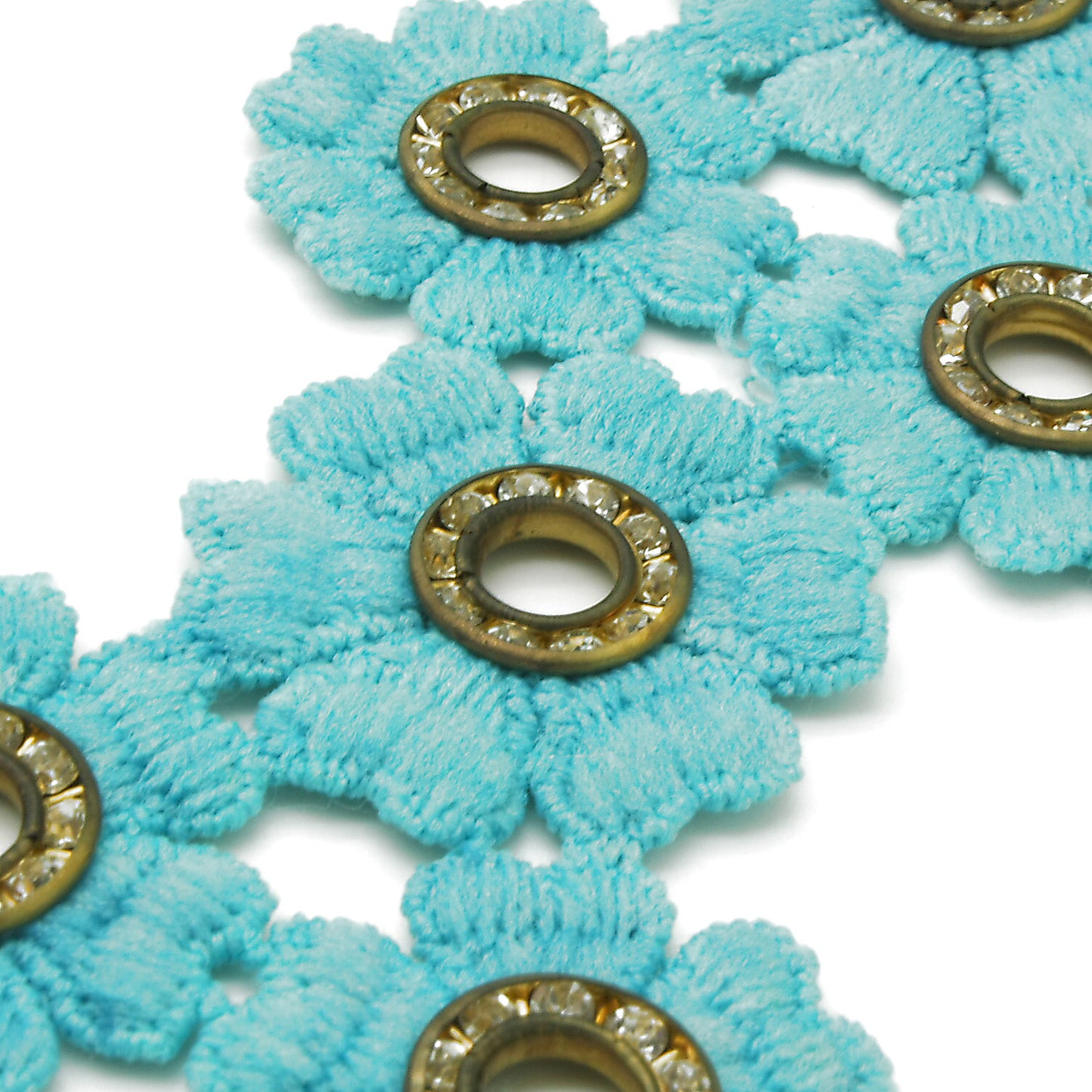 TURQUOISE GOLD FLORAL CRYSTAL TRIM - sarahi.NYC