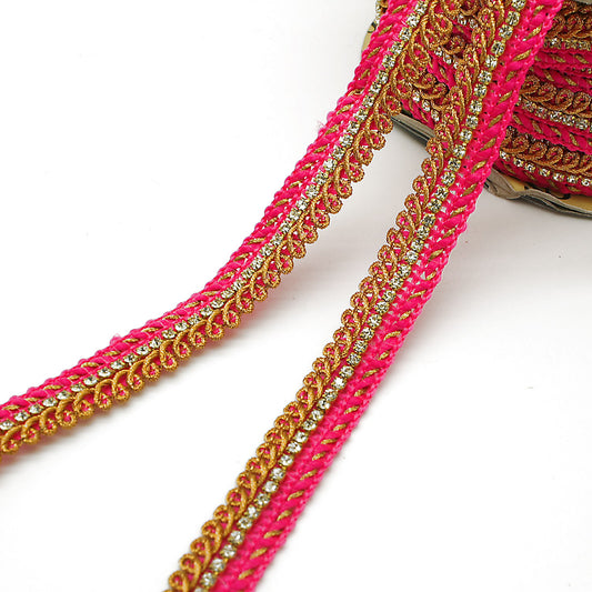 PINK CRYSTAL WOVEN TRIM - sarahi.NYC