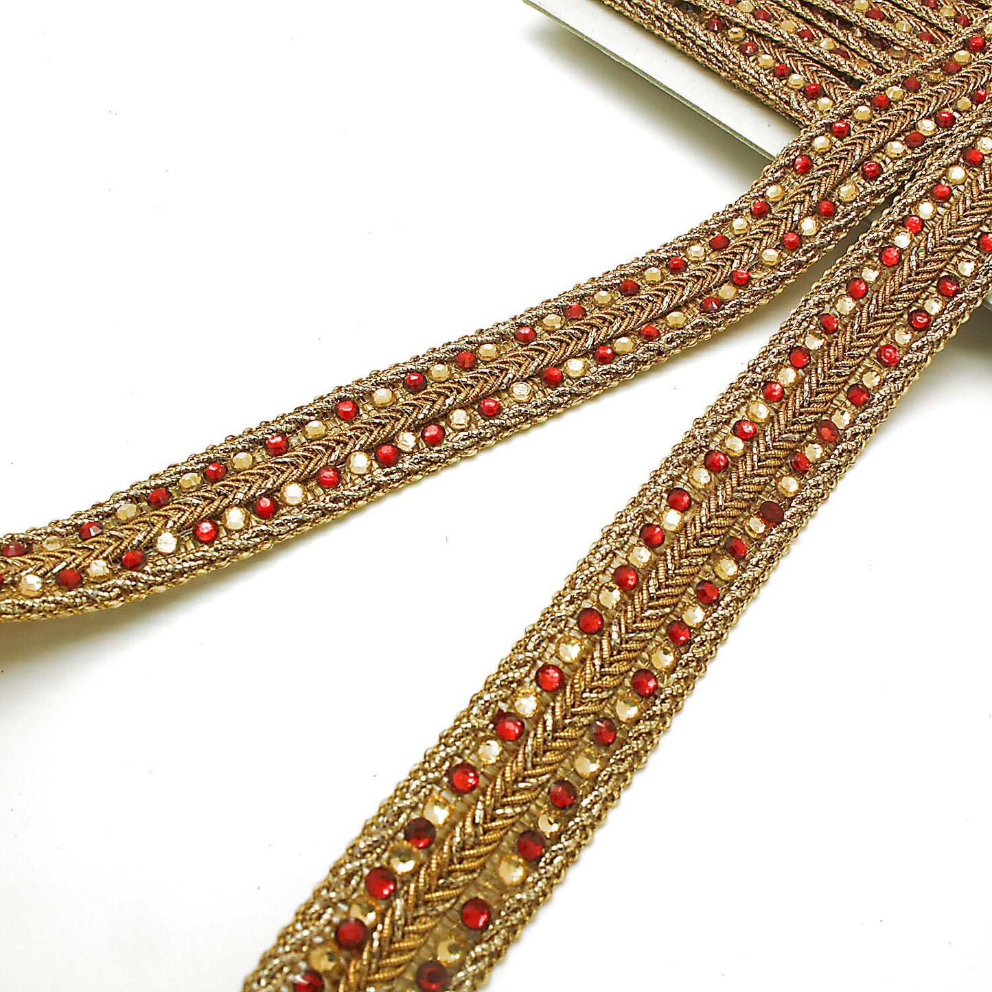 RED GOLD RHINSTONE TRIM - sarahi.NYC