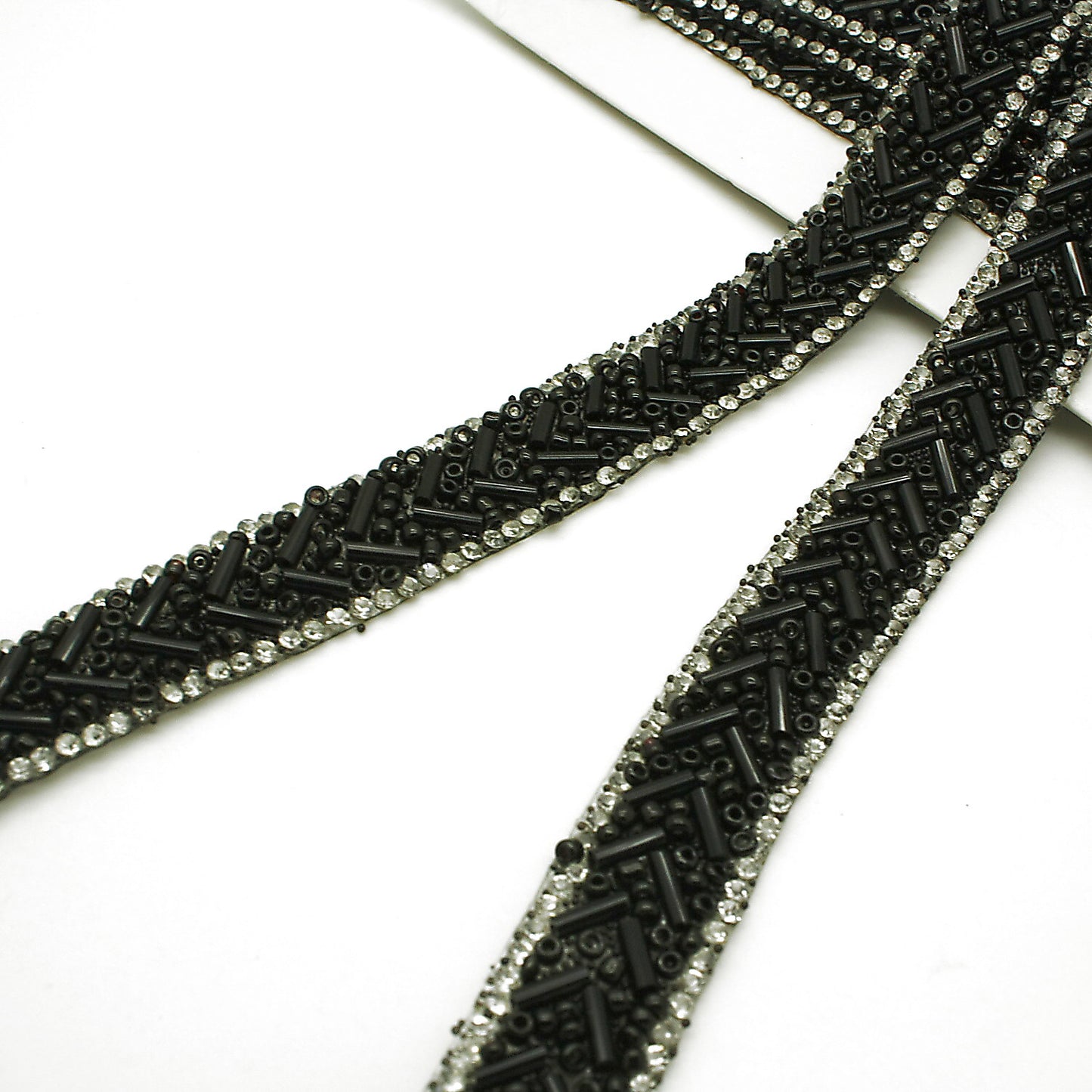 BLACK HOTFIX BEADED TRIM - sarahi.NYC