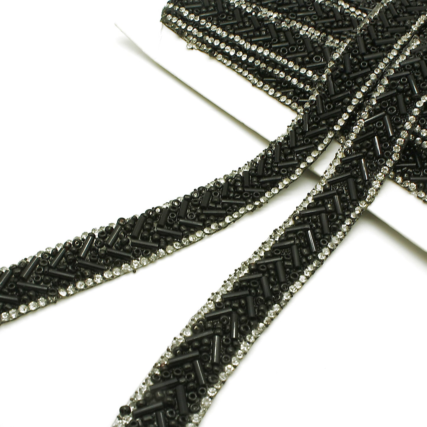 BLACK HOTFIX BEADED TRIM - sarahi.NYC