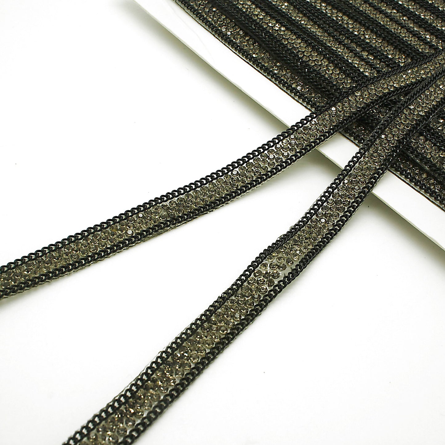 GRAY BLACK HOTFIX BEADED TRIM - sarahi.NYC