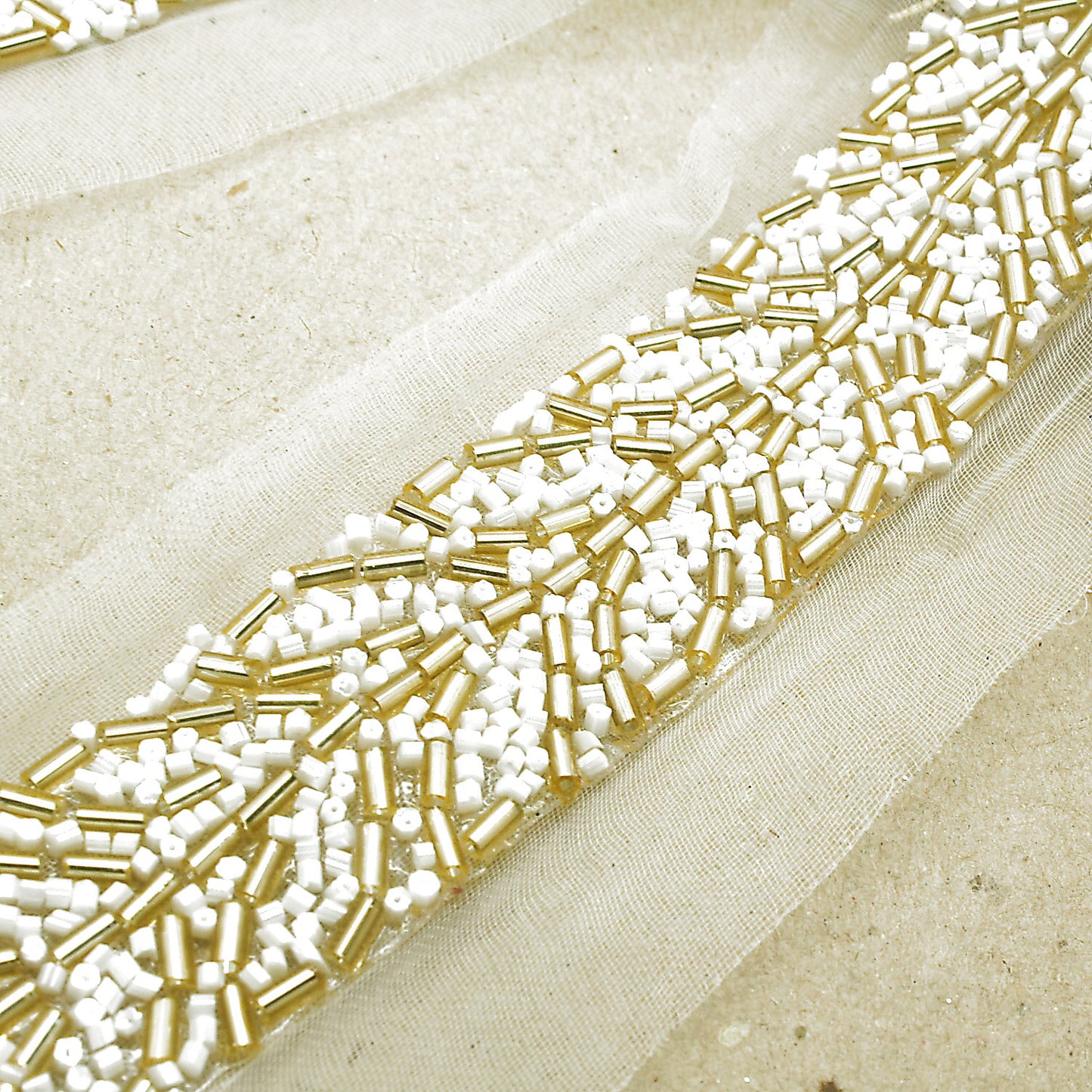 WHITE GOLD BEADED TRIM - sarahi.NYC