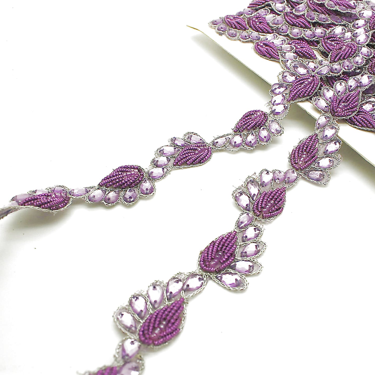 LILAC PAISLEY RHINESTONE TRIM - sarahi.NYC