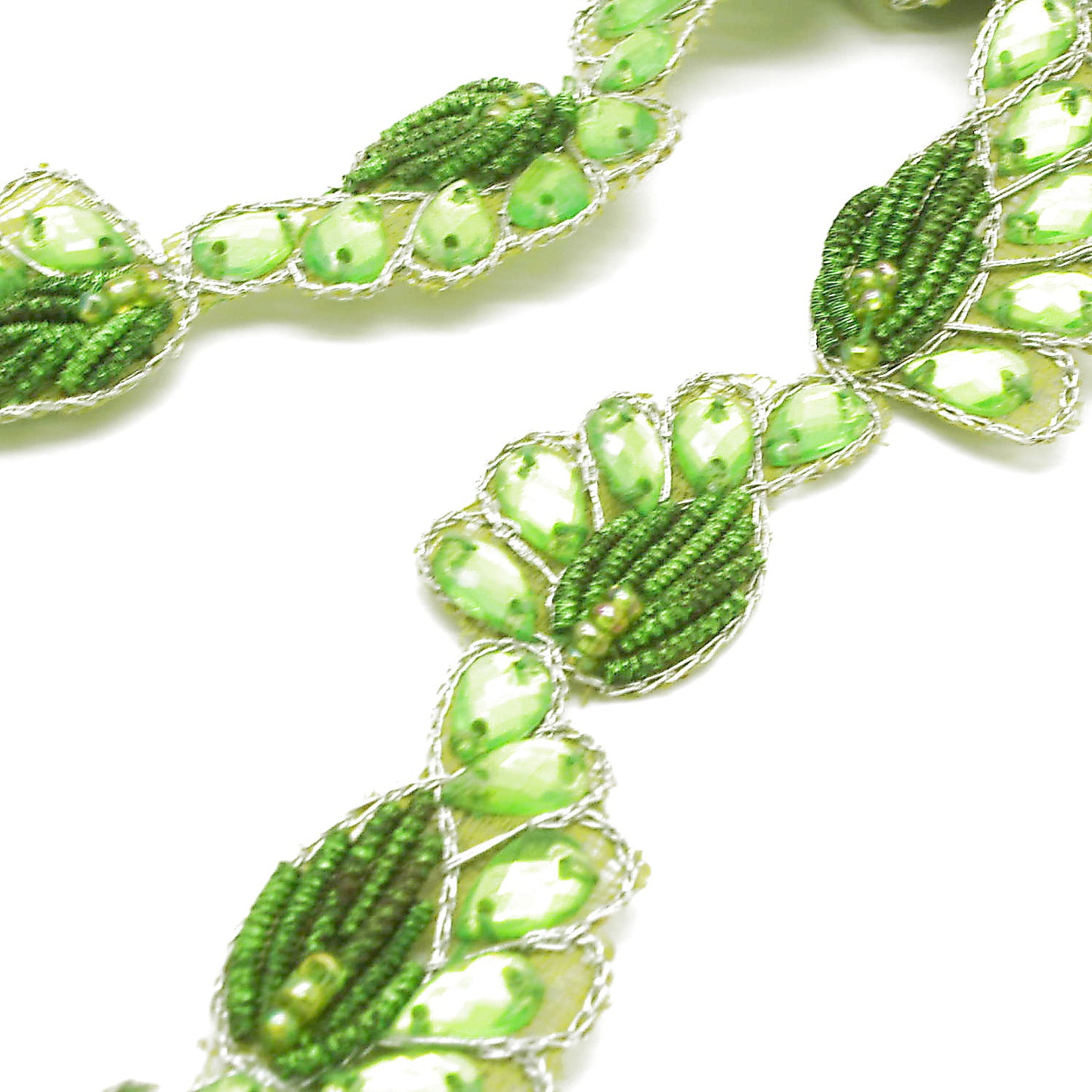 LIME GREEN PAISLEY RHINESTONE TRIM - sarahi.NYC