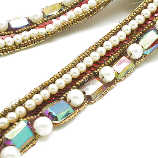 MULTICOLOR PEARL RHINESTONE TRIM - sarahi.NYC