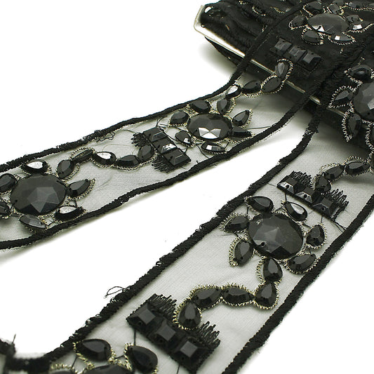 BLACK RIBBON RHINESTONE TRIM - sarahi.NYC