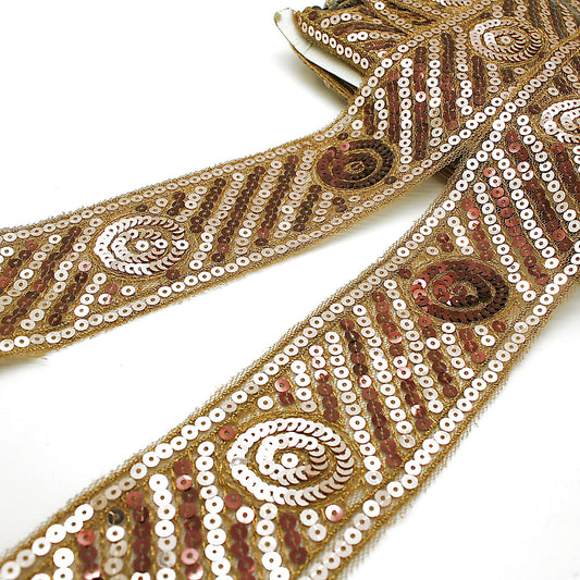 BROWN COFFEE SEQUIN RIBBON TRIM - sarahi.NYC