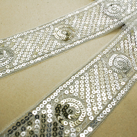 WHITE GOLD SEQUIN RIBBON TRIM - sarahi.NYC