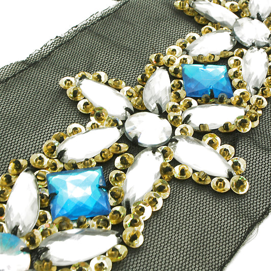 SILVER BLUE RHINESTONE TRIM - sarahi.NYC