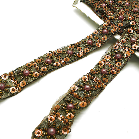 BROWN BRONZE METAL SEQUIN TRIM - sarahi.NYC