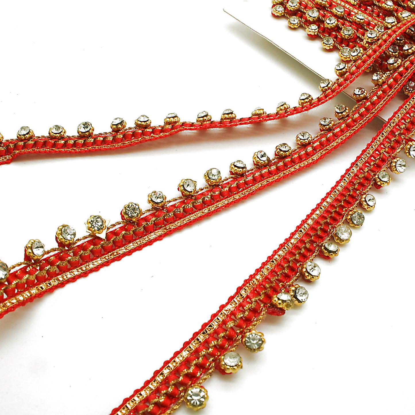 RED GOLD RHINSTONE EDGING TRIM - sarahi.NYC