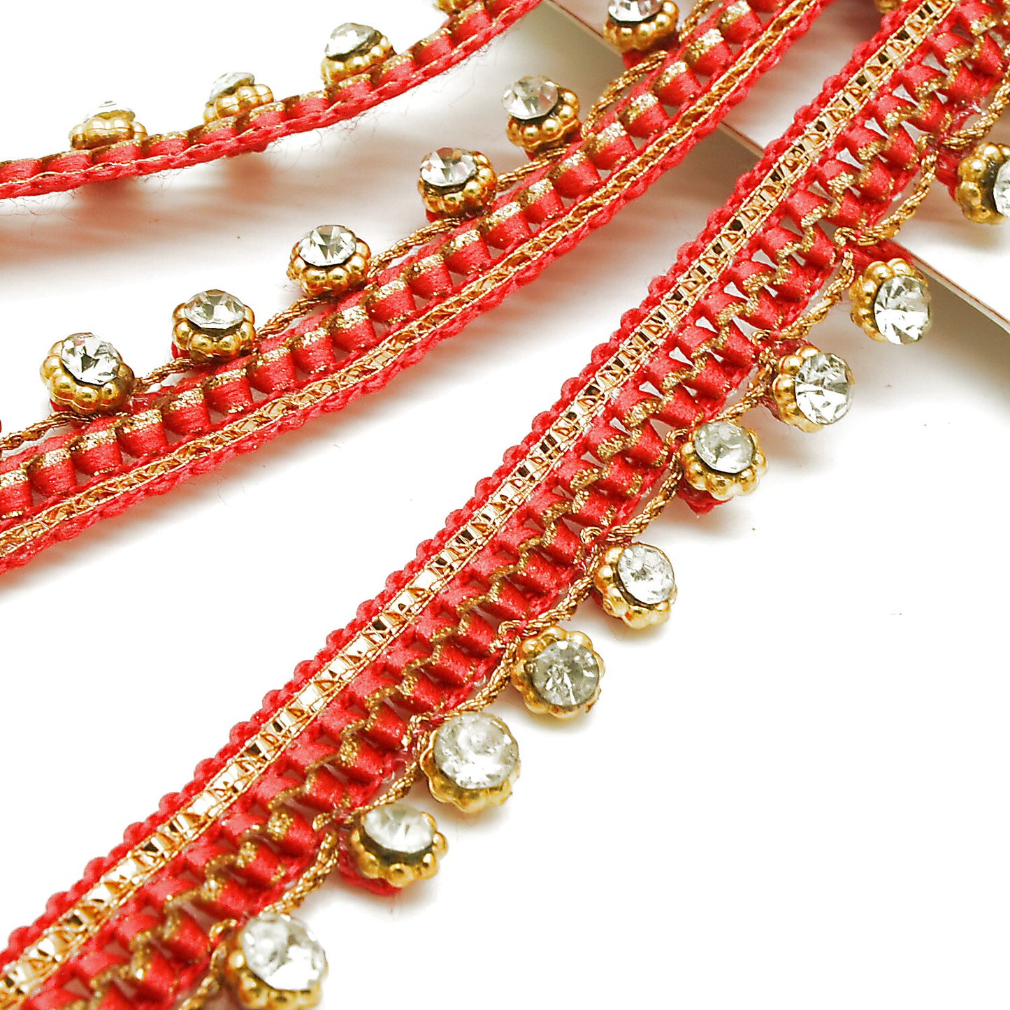 RED GOLD RHINSTONE EDGING TRIM - sarahi.NYC