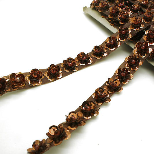 BROWN SEQUIN FLOWER TRIM - sarahi.NYC