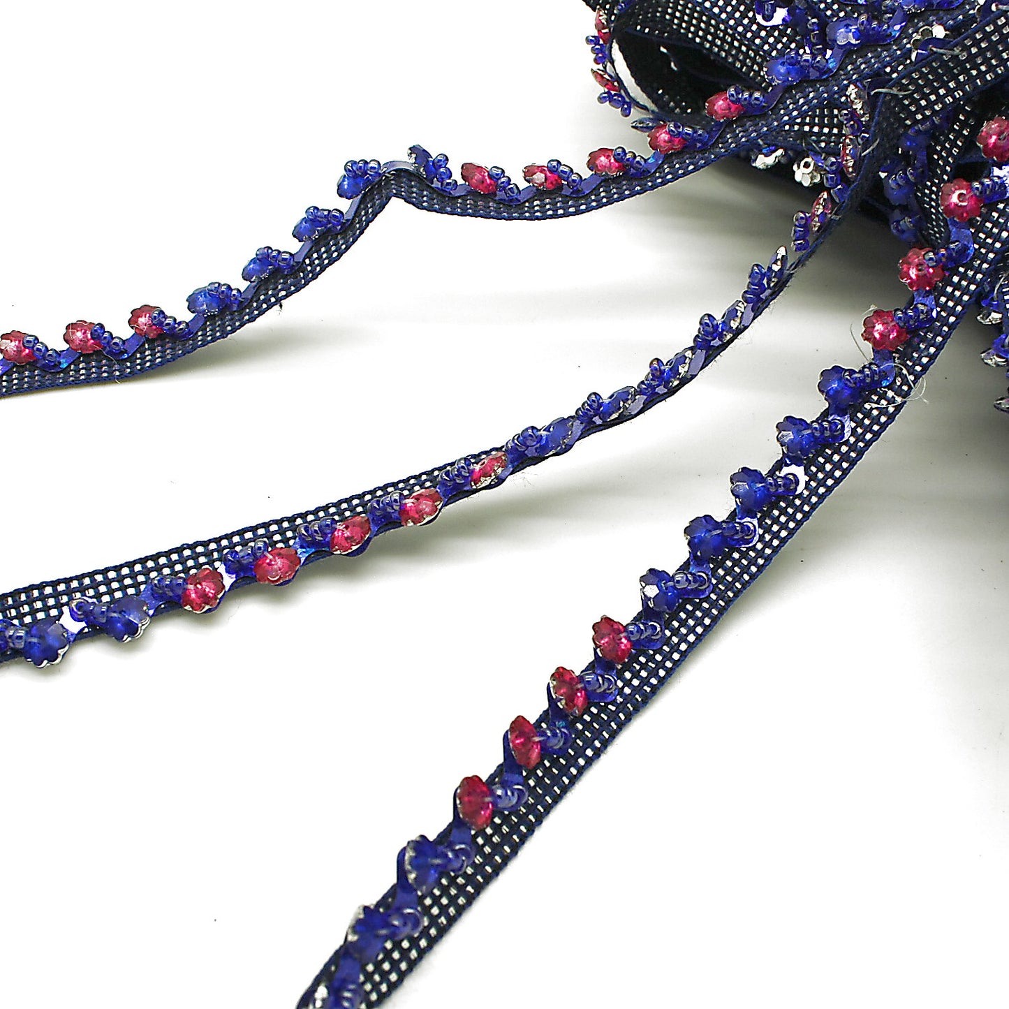 BLUE PINK BEADED EDGING TRIM - sarahi.NYC