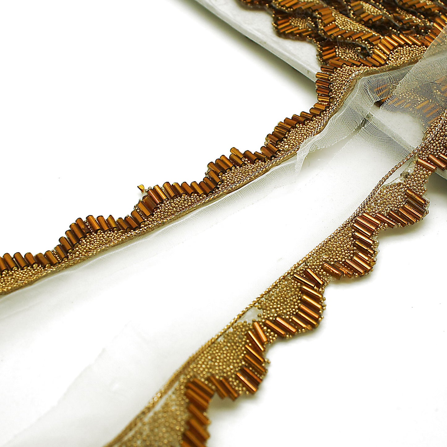 BRONZE GOLD WAVE BEADED EDGING TRIM - sarahi.NYC