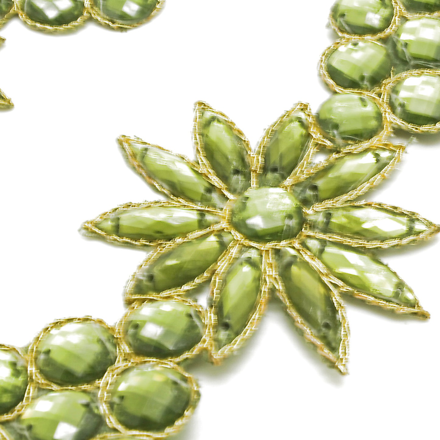 OLIVE GREEN RHINESTONE FLOWER TRIM - sarahi.NYC