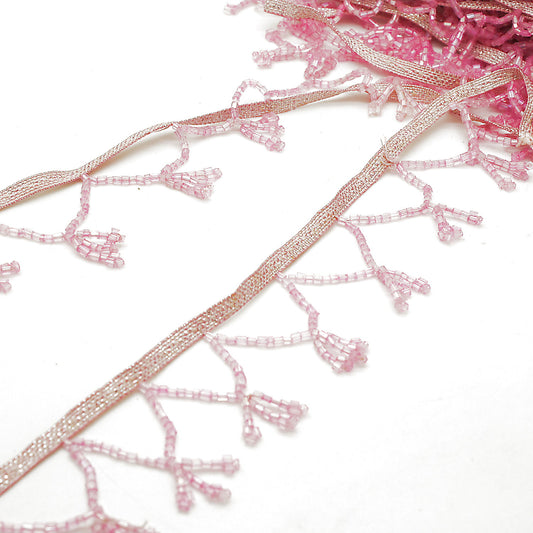 LIGHT PINK BEADED FRINGE - sarahi.NYC