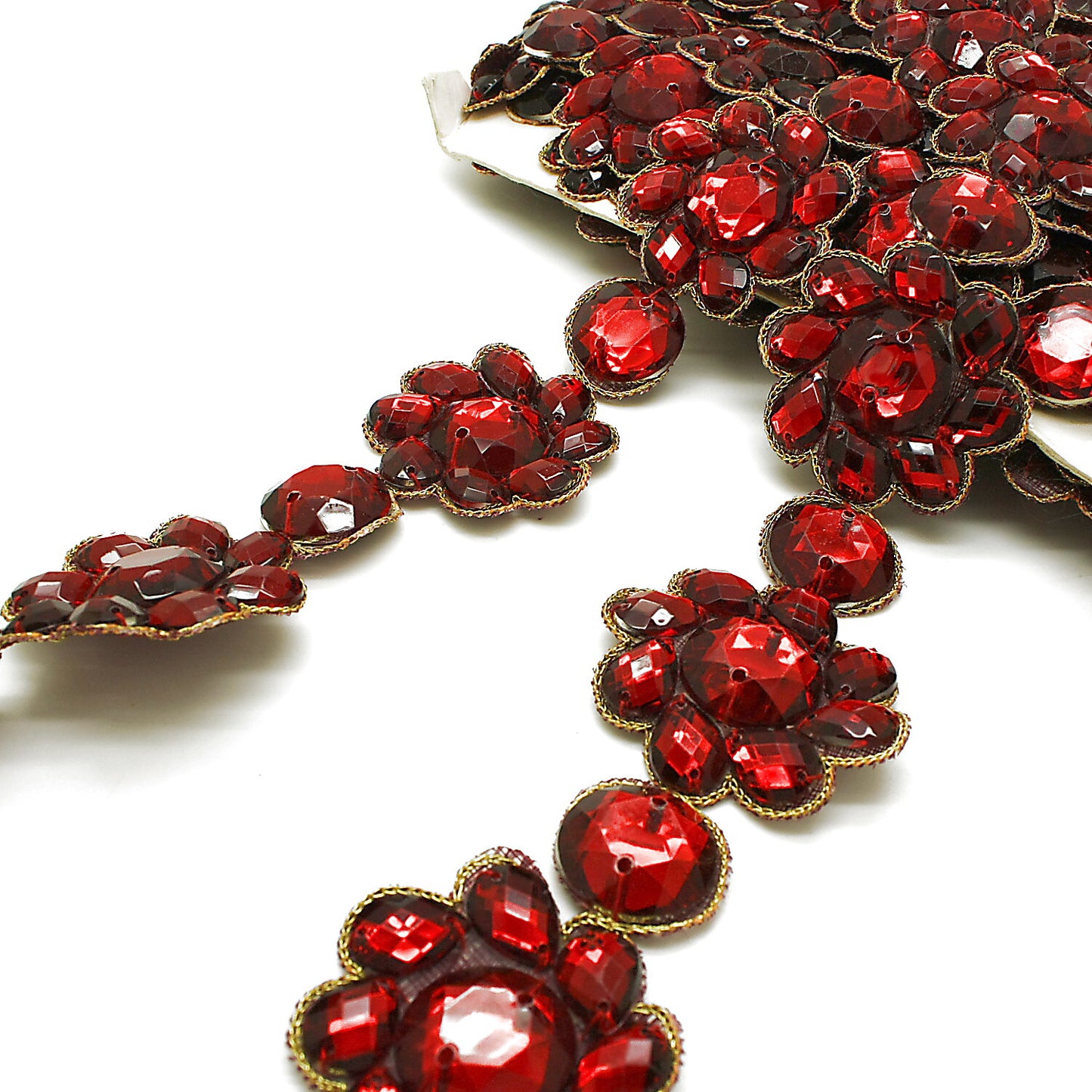 MAROON RHINESTONE FLOWER TRIM - sarahi.NYC