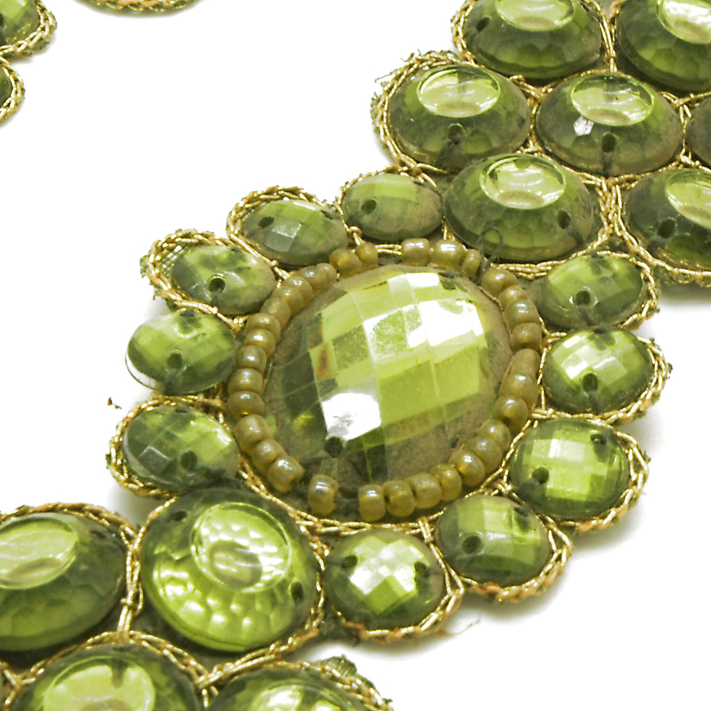 OLIVE GREEN RHINESTONE TRIM - sarahi.NYC