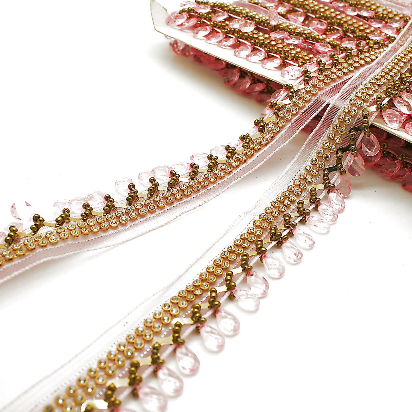 LIGHT PINK BEADED FRINGE TRIM - sarahi.NYC