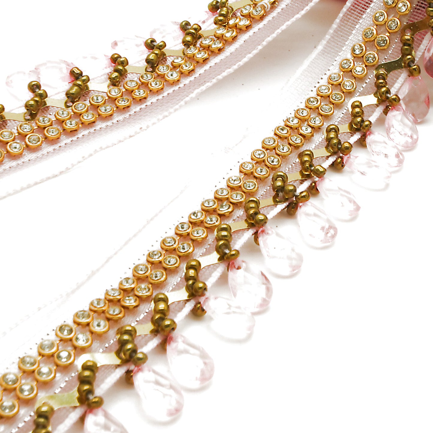 LIGHT PINK BEADED FRINGE TRIM - sarahi.NYC