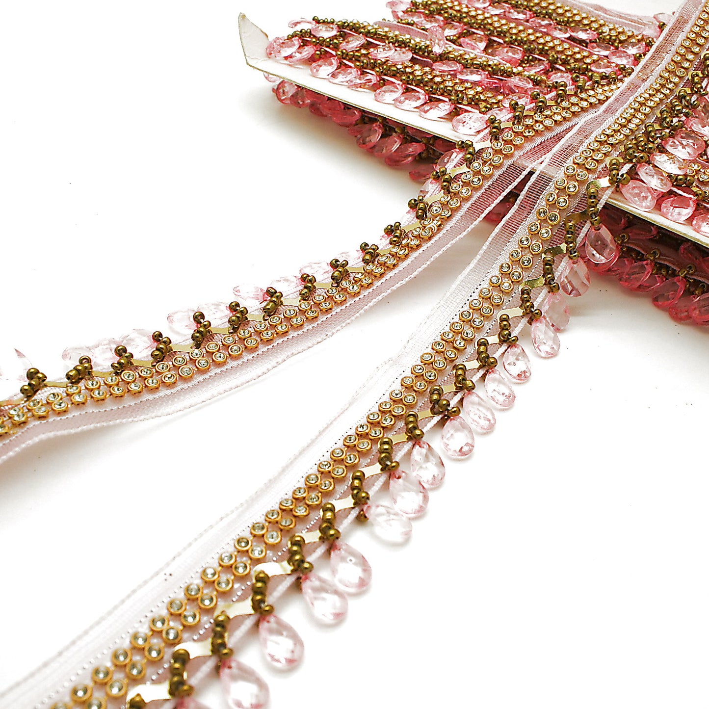 LIGHT PINK BEADED FRINGE TRIM - sarahi.NYC