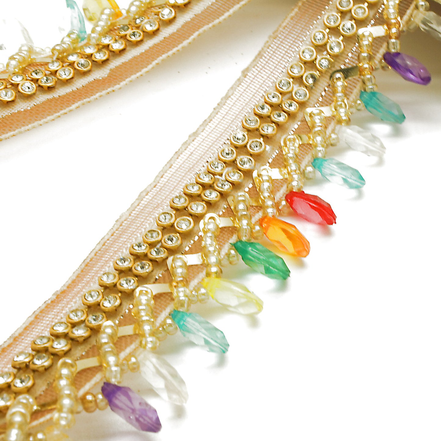 MULTICOLOR BEADED FRINGE TRIM - sarahi.NYC