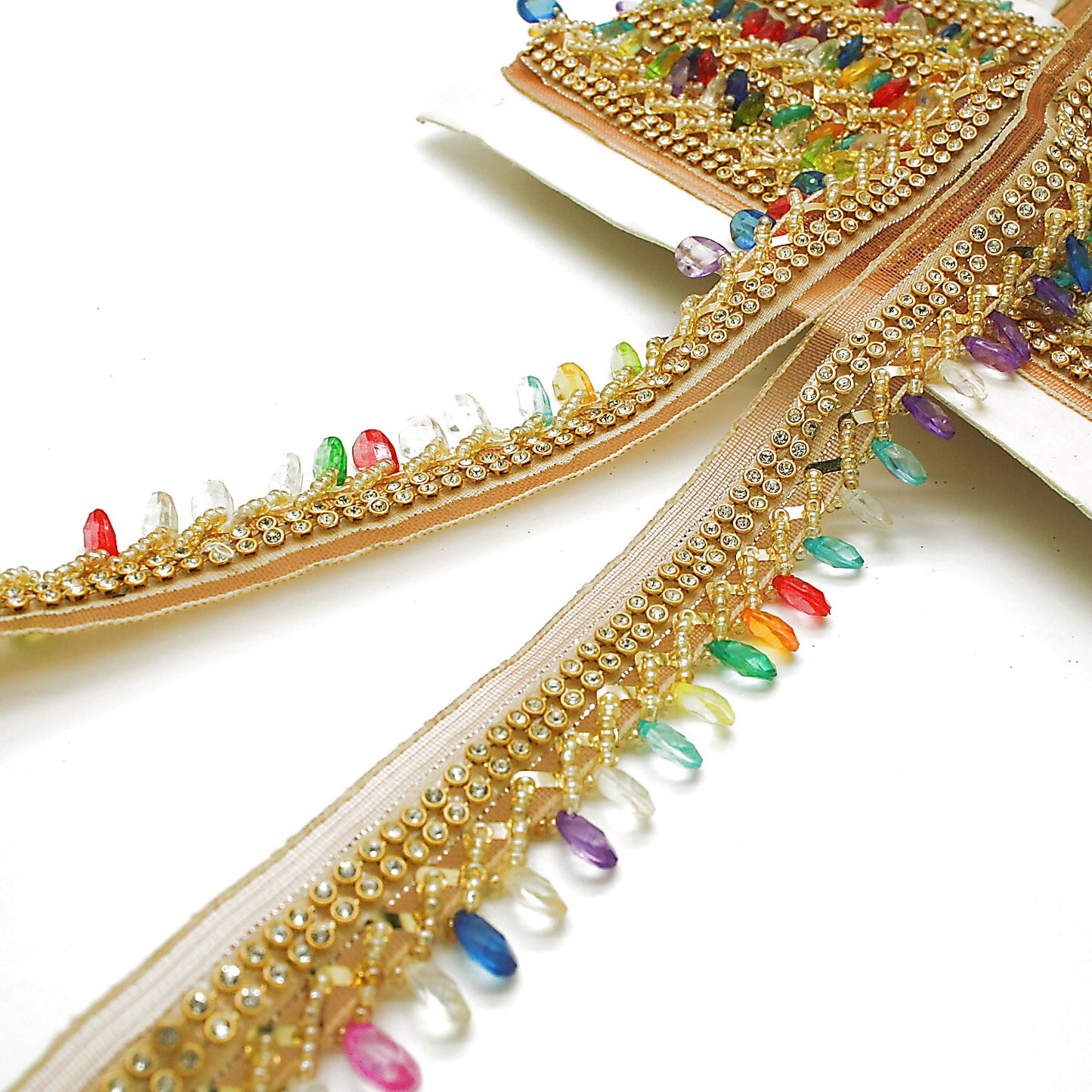 MULTICOLOR BEADED FRINGE TRIM - sarahi.NYC