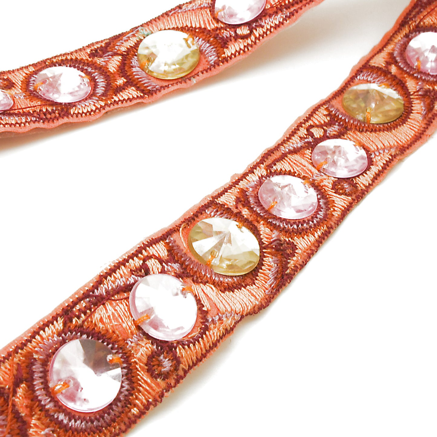 SALMON PINK RHINESTONE TRIM