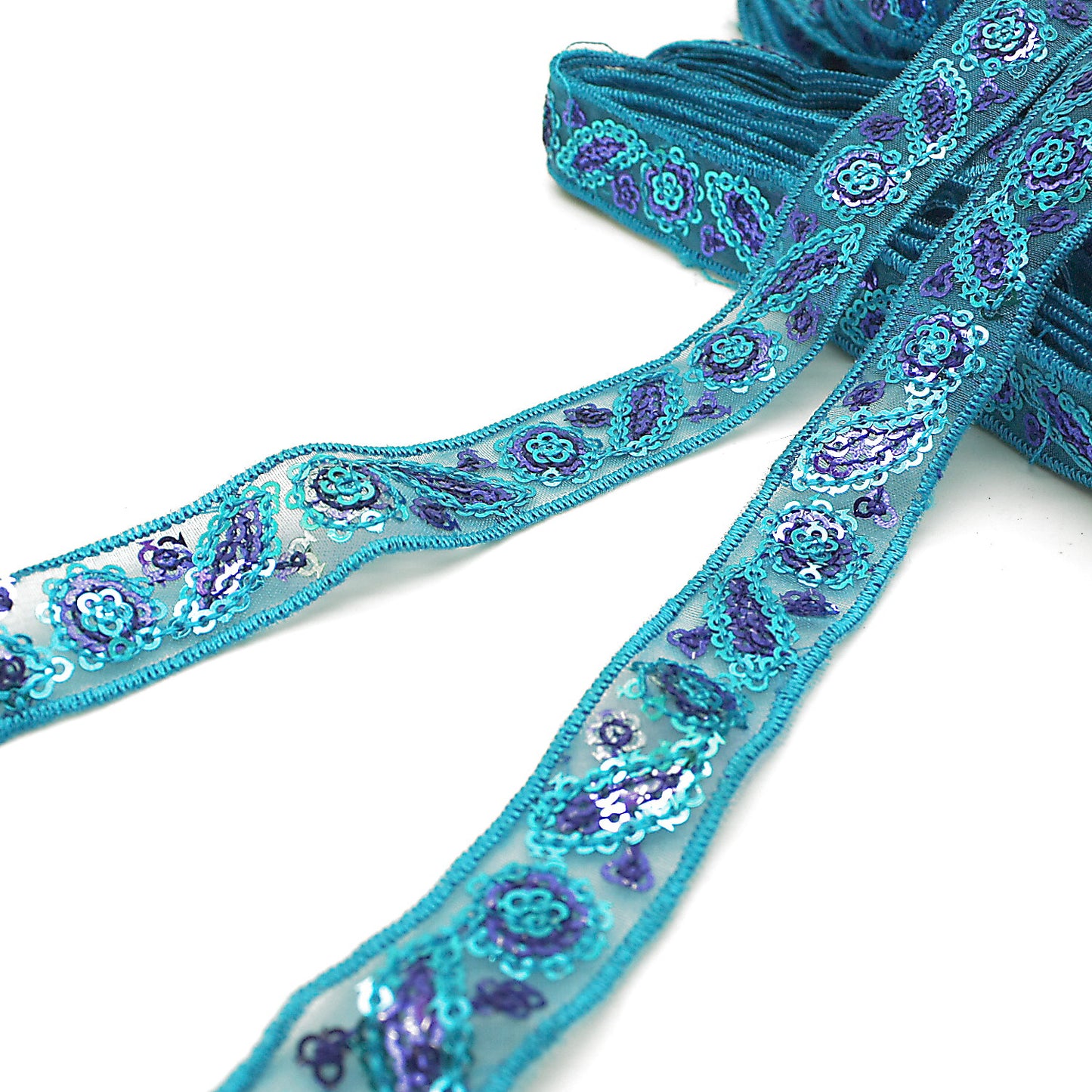 TURQUOISE SEQUIN RIBBON TRIM