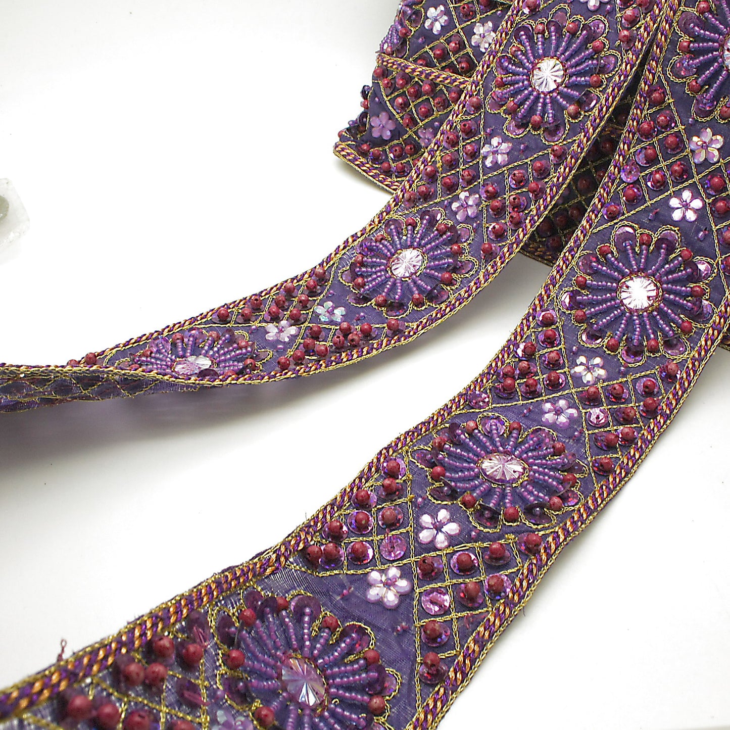 PURPLE RHINRSTONE SEQUIN TRIM