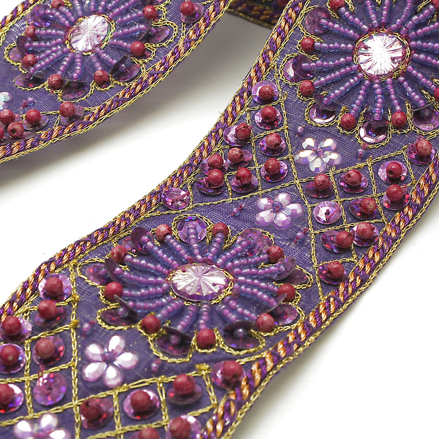 PURPLE RHINRSTONE SEQUIN TRIM