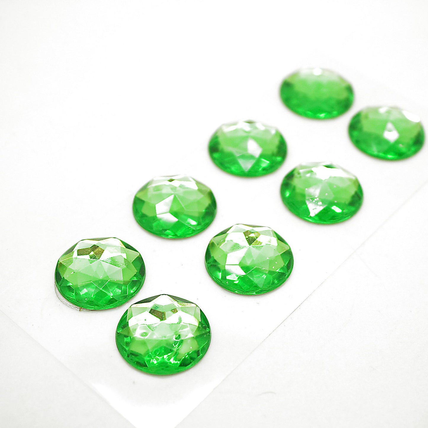 PACK OF 10 - ROUND 20mm LIME GREEN FLAT RHINESTONES - sarahi.NYC