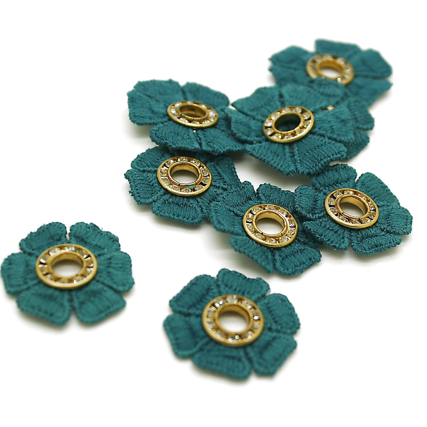 10 X TEAL FLOWER MOTIFS - SARAHI.NYC