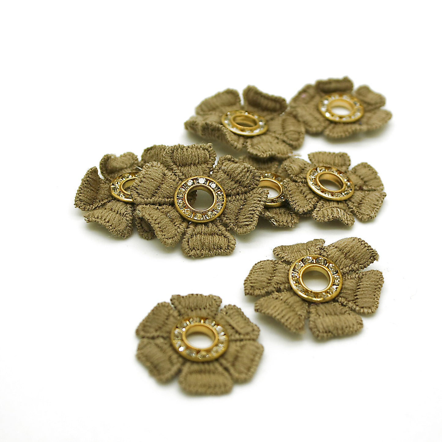 10 X LIGHT BROWN FLOWER MOTIFS - SARAHI.NYC